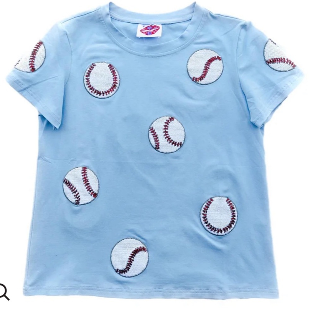 Fly Balls Powder Blue Baseball Tee size XL